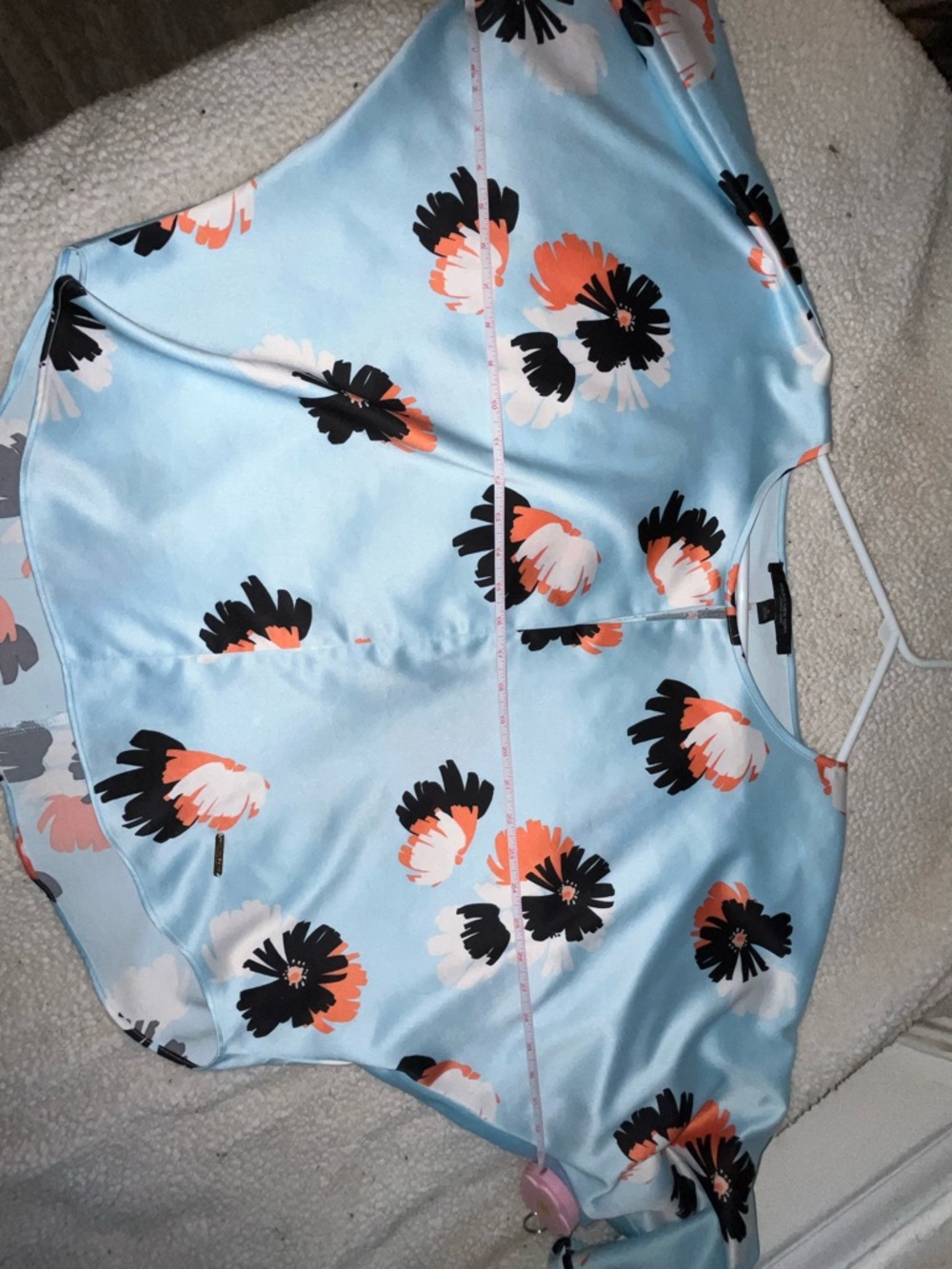 Light Blue Floral Satin Blouse - Marc New York (Andrew Marc) Brand Wmns Size M - Picture 6 of 11